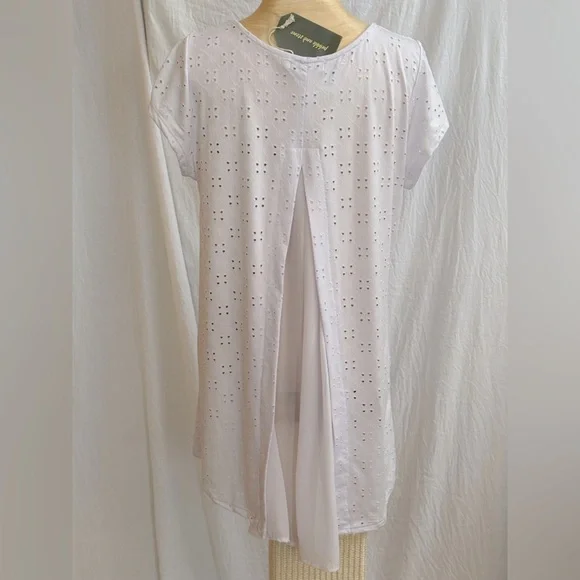 🆕LISTING🆕 Pebble and Stone eyelet cap sleeve blouse with peek-a-boo back - Picture 3 of 8